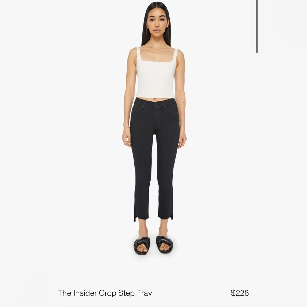 MOTHER The Insider Crop Step Fray Jeans in Not Guilty Black Denim Size 25 Preppy